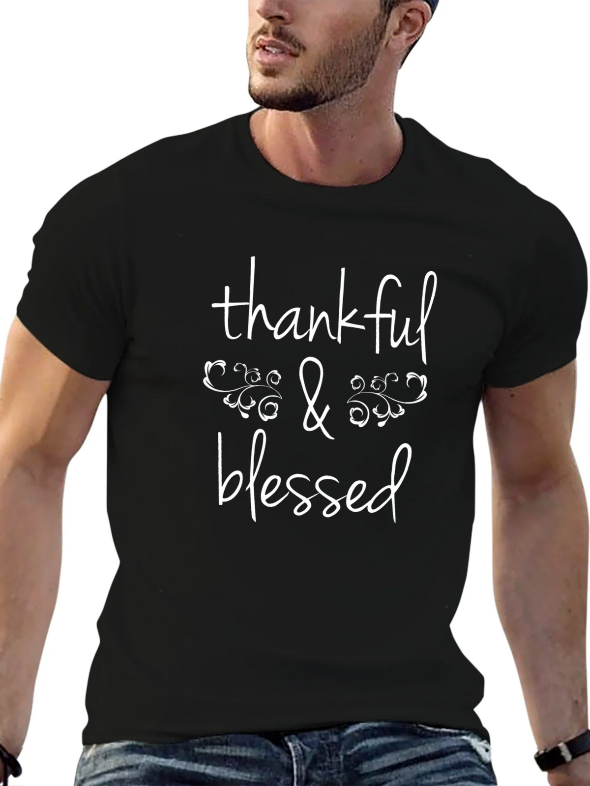 Thankful & Blessed Graphic Tee - Soft Cotton T-Shirt product image 5