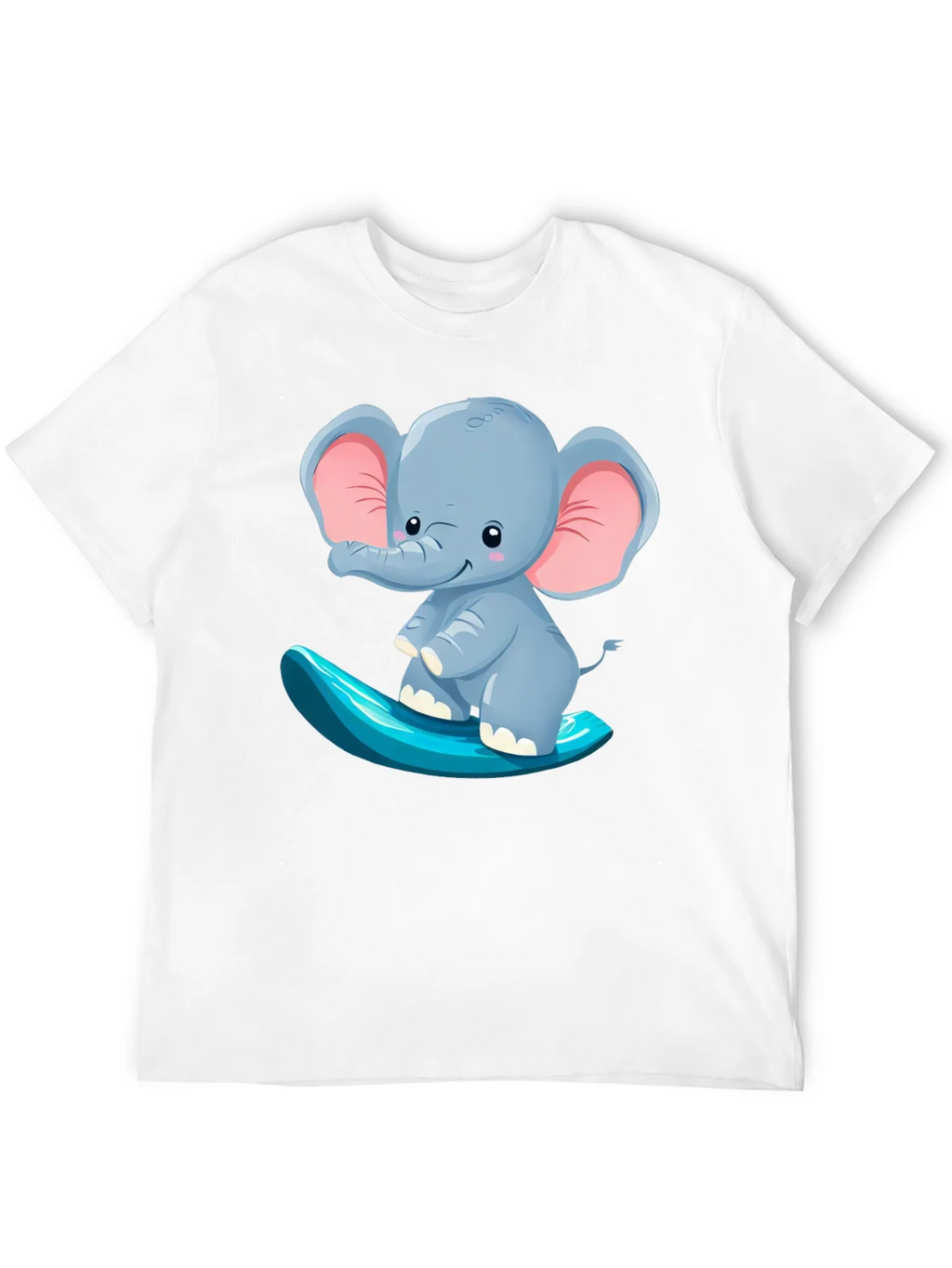 Cute Elephant Surfing Tee - Black Cotton T-Shirt product image 4
