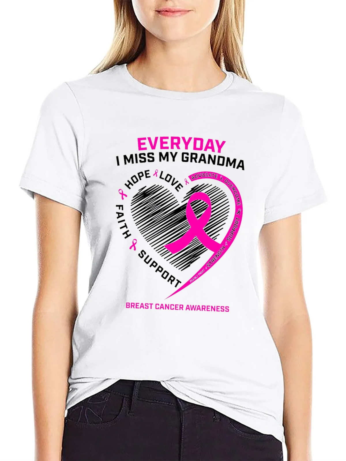 Breast Cancer Awareness Grandma Memorial T-Shirt product image 2