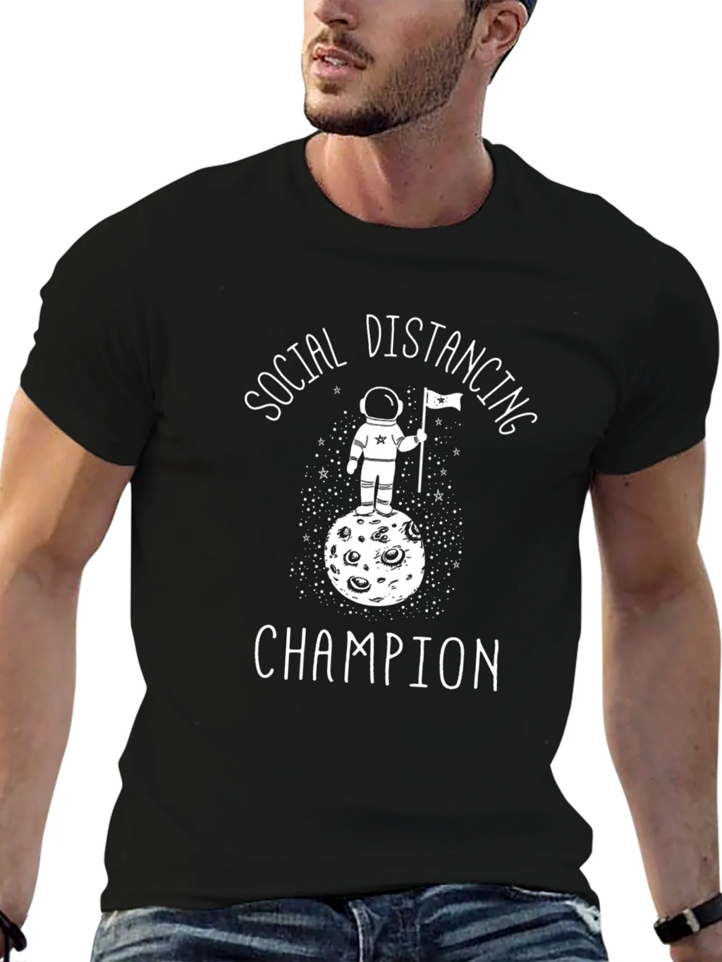 Social Distancing Champion Black T-Shirt product image 3