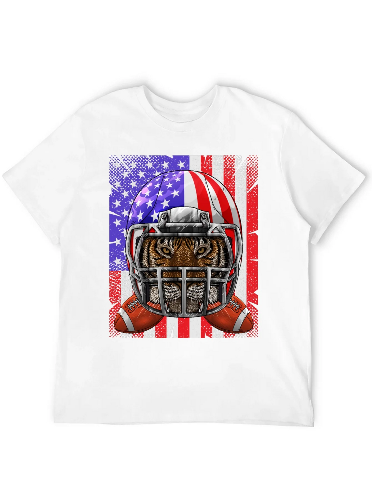 Tiger Football Helmet USA Flag Graphic Tee product image 6