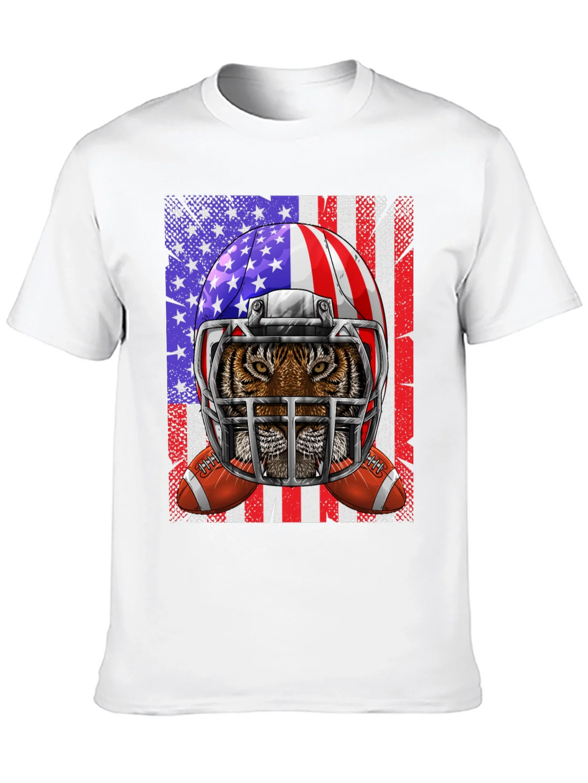 Tiger Football Helmet USA Flag Graphic Tee product image 4