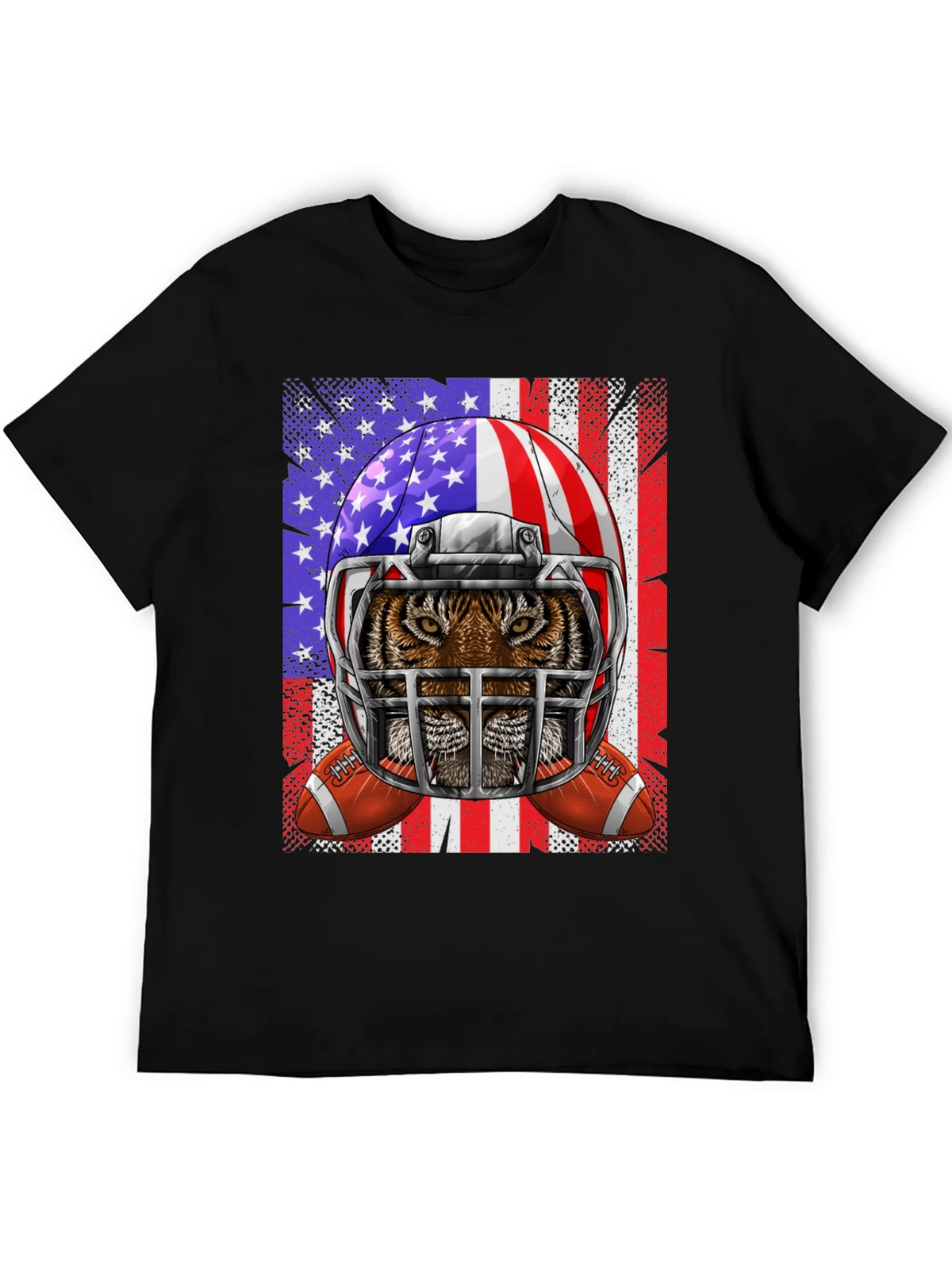 Tiger Football Helmet USA Flag Graphic Tee product image 1