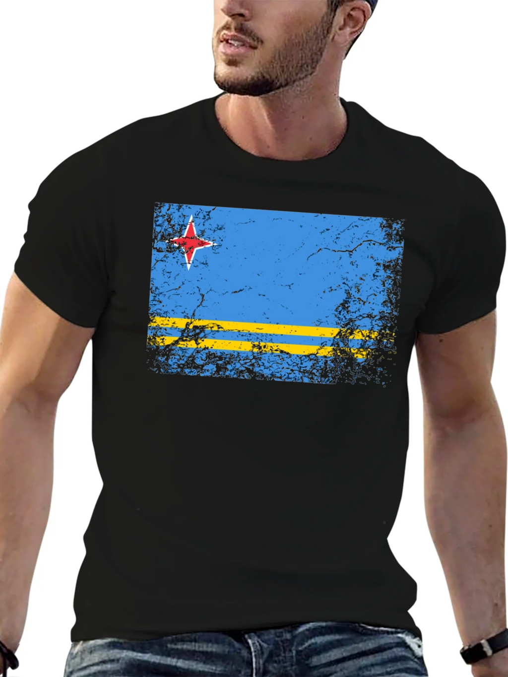 Aruba Flag Distressed T-Shirt - Island Pride Tee product image 2