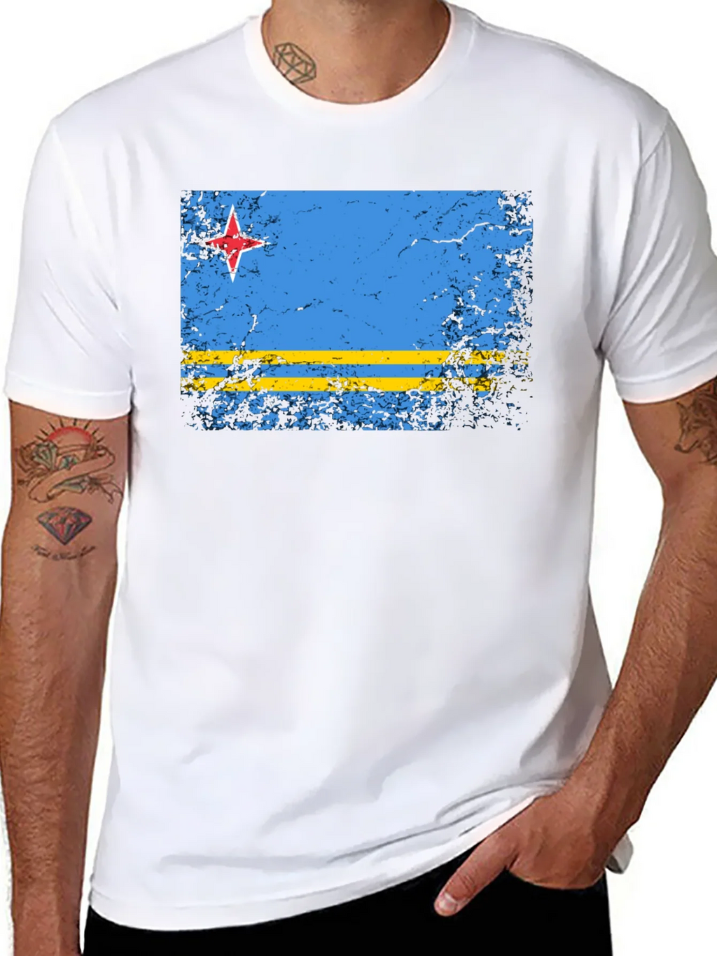 Aruba Flag Distressed T-Shirt - Island Pride Tee product image 3