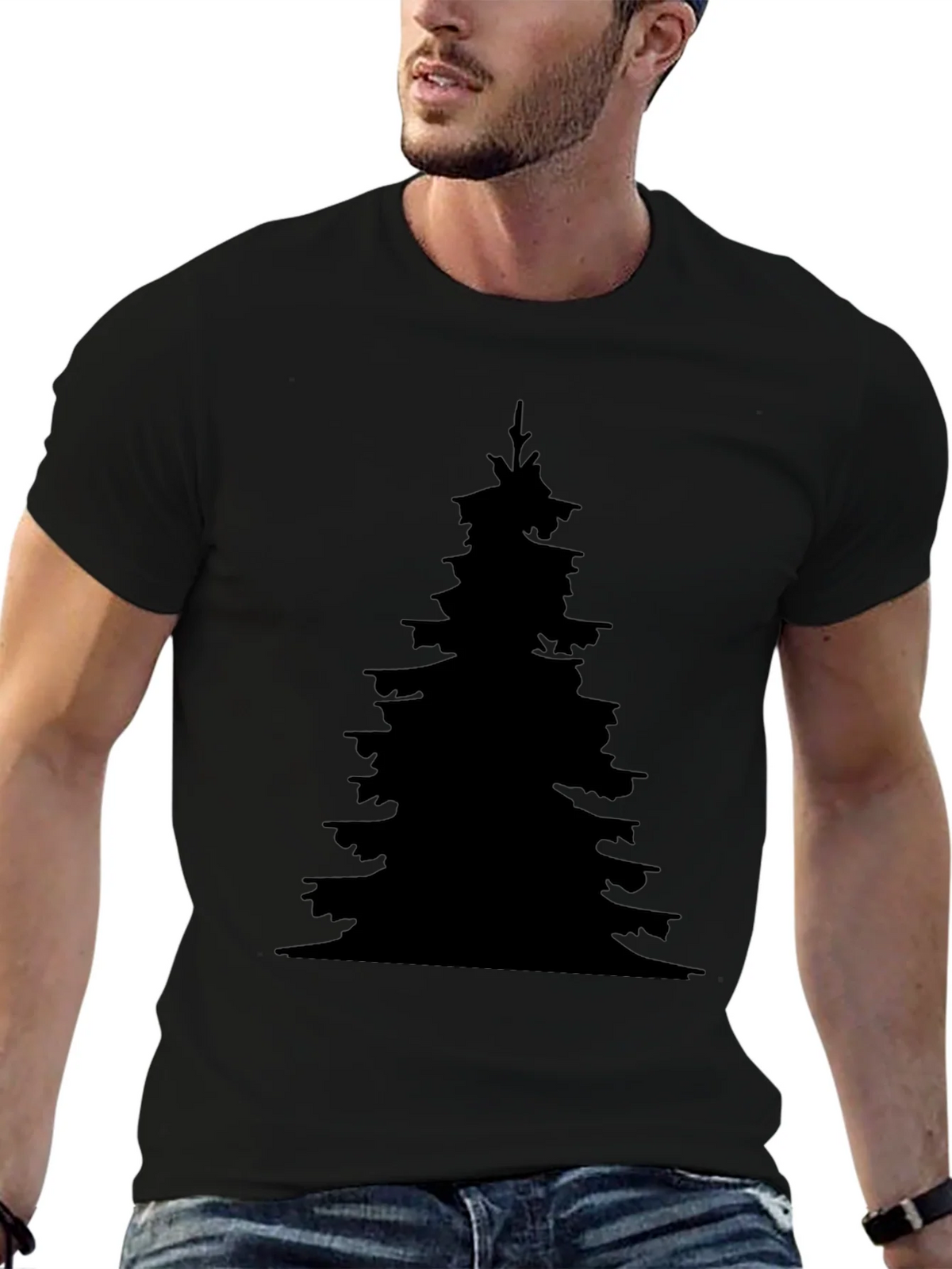 Silhouette Christmas Tree Black T-Shirt product image 3