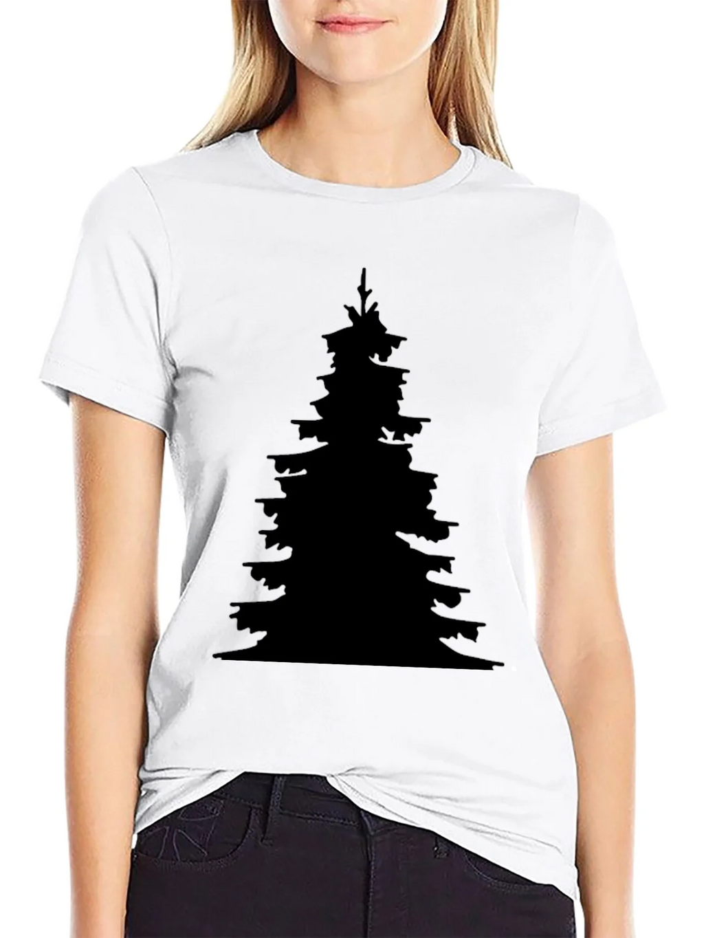 Silhouette Christmas Tree Black T-Shirt product image 4