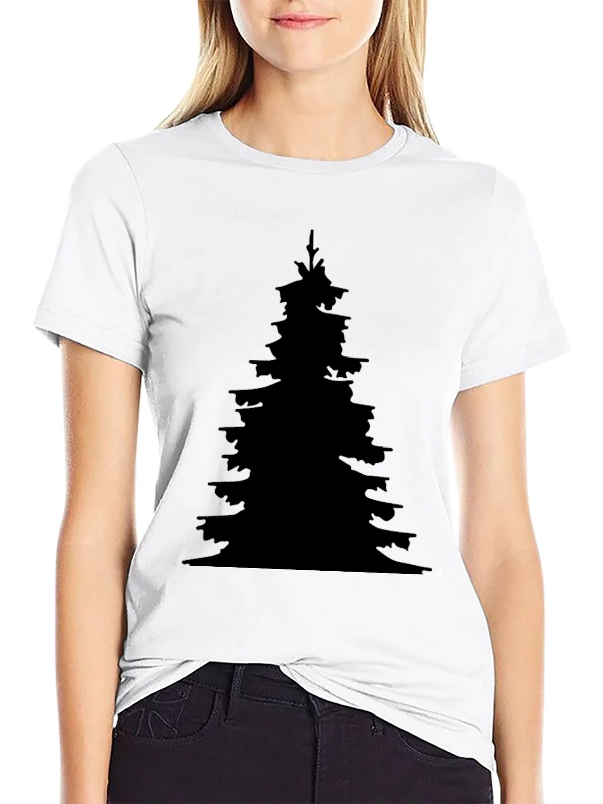 Silhouette Christmas Tree Black T-Shirt product image 4