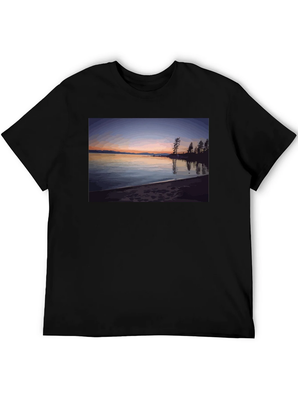 Scenic Lake Sunset Graphic Tee - Black product image 4