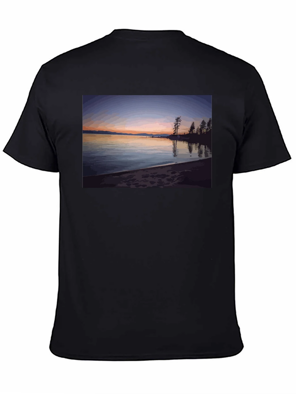 Scenic Lake Sunset Graphic Tee - Black product image 3