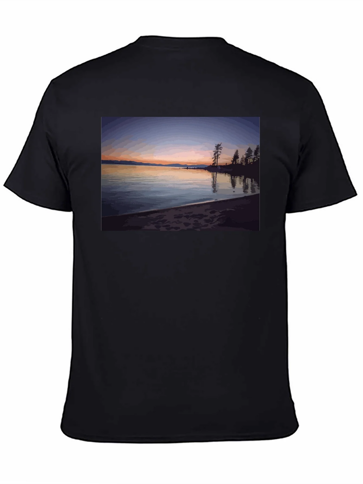 Scenic Lake Sunset Graphic Tee - Black product image 3