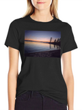 Scenic Lake Sunset Graphic Tee - Black product image 1