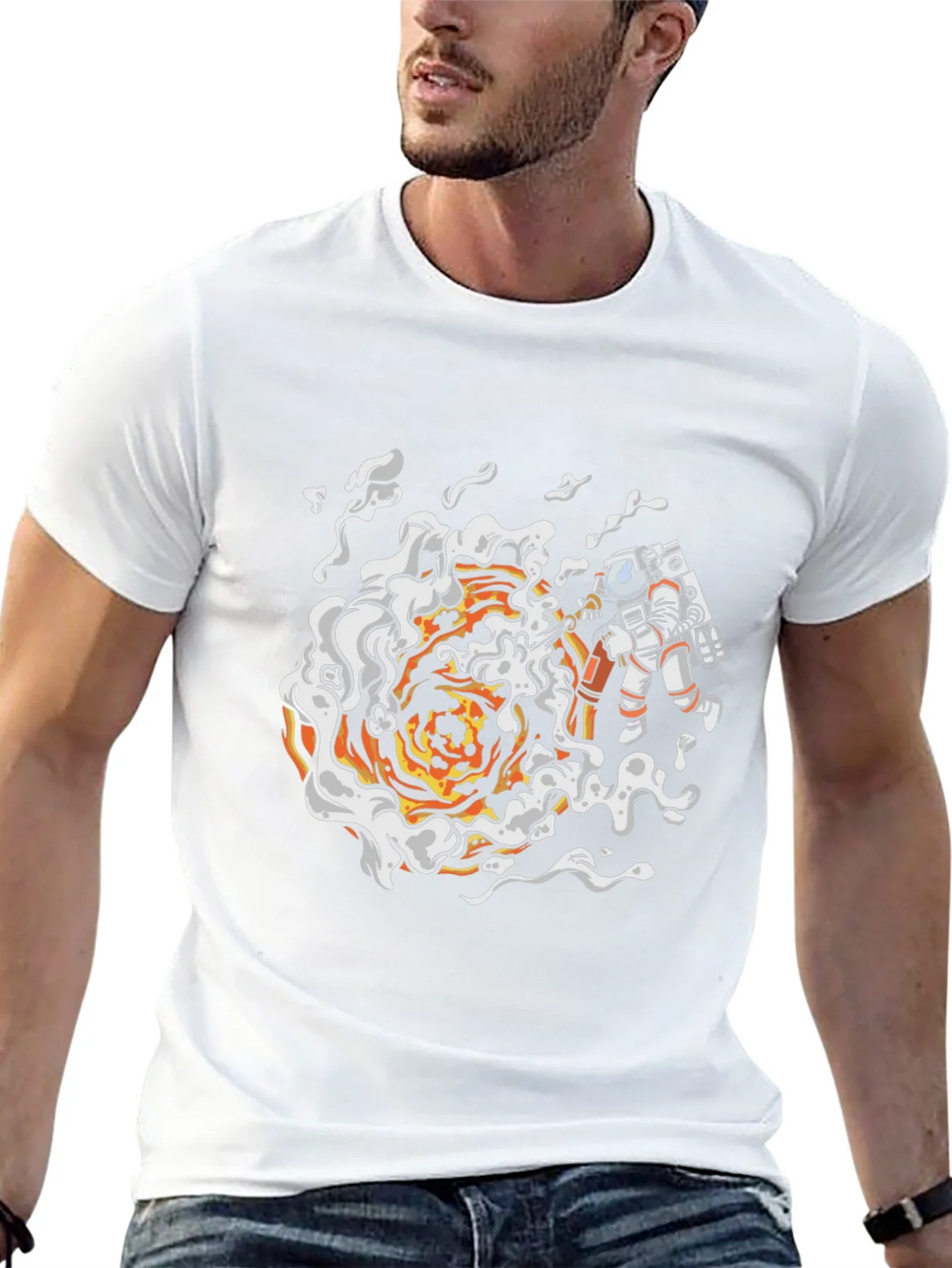 Astronaut Firefighter Black T-Shirt product image 12