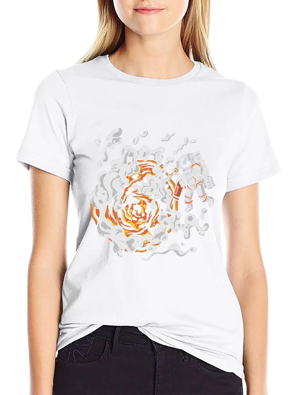 Astronaut Firefighter Black T-Shirt product image 8