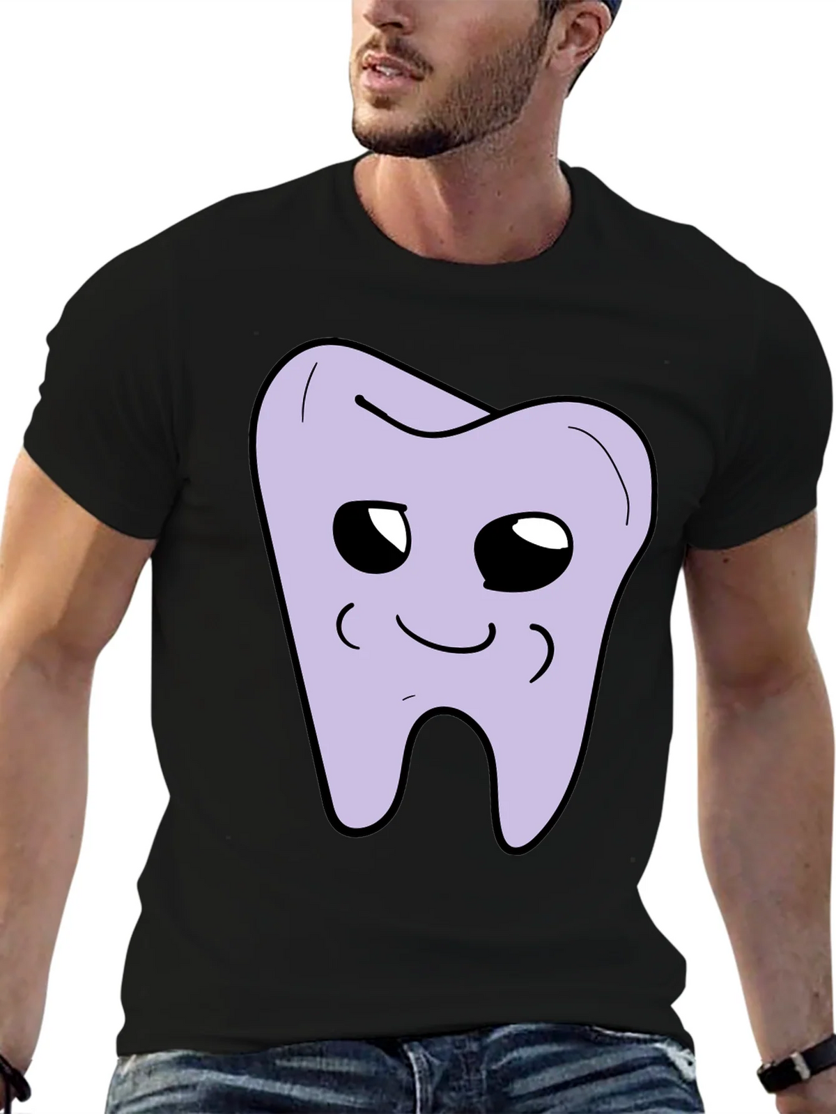 Cute Tooth Graphic Black T-Shirt product image 5