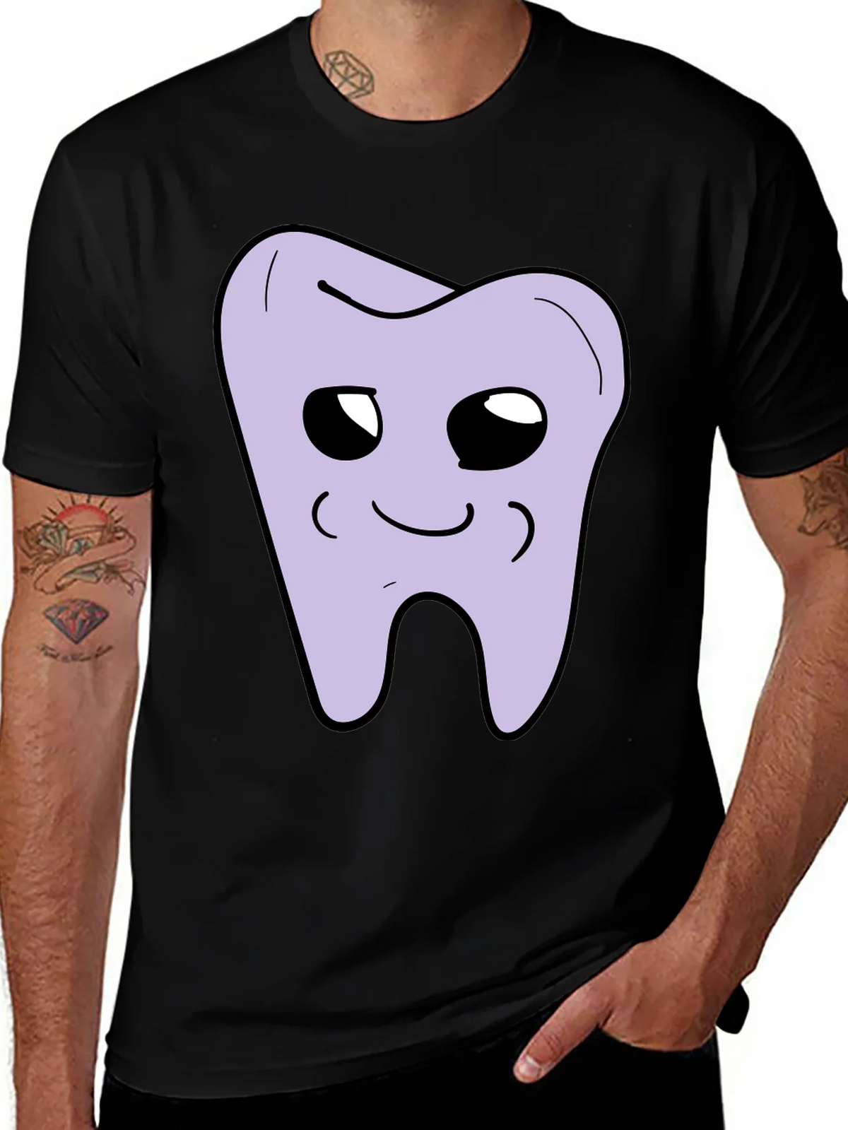 Cute Tooth Graphic Black T-Shirt product image 1