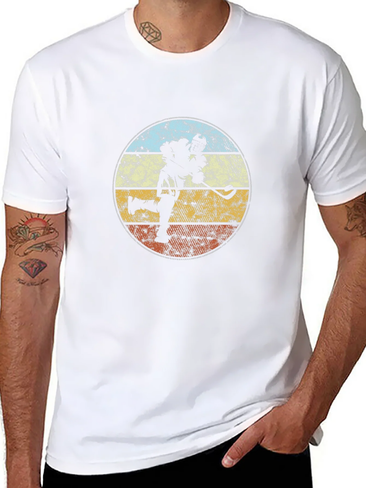 Lacrosse Player Retro Graphic T-Shirt product image 7