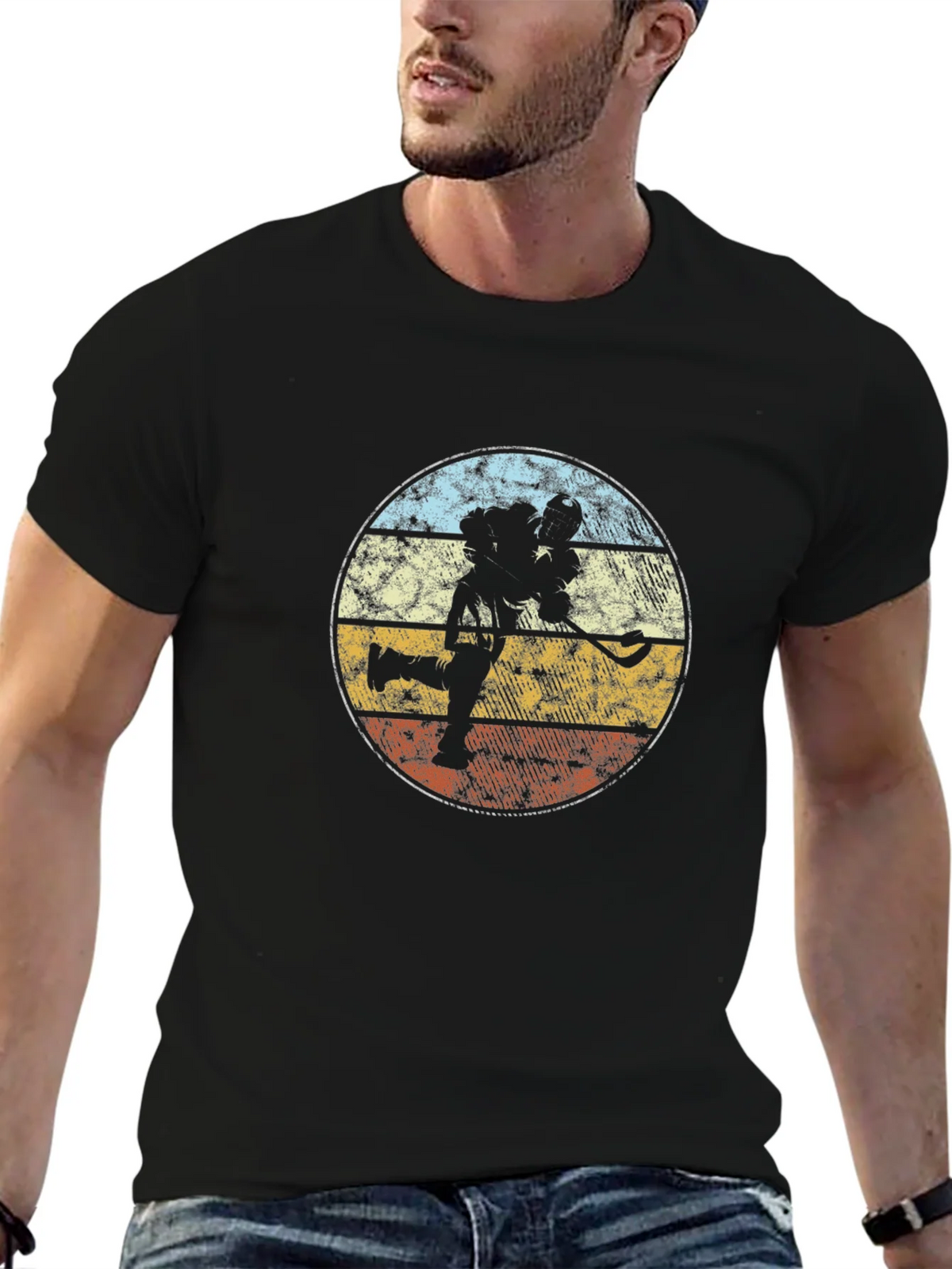Lacrosse Player Retro Graphic T-Shirt product image 6