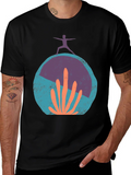 Yoga Cactus Graphic Tee - Black Cotton Blend product image 1