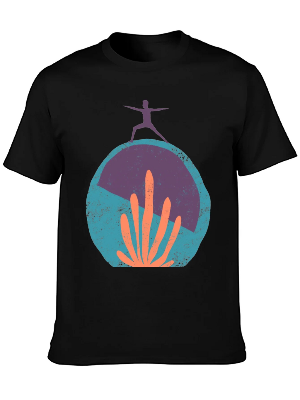 Yoga Cactus Graphic Tee - Black Cotton Blend product image 3