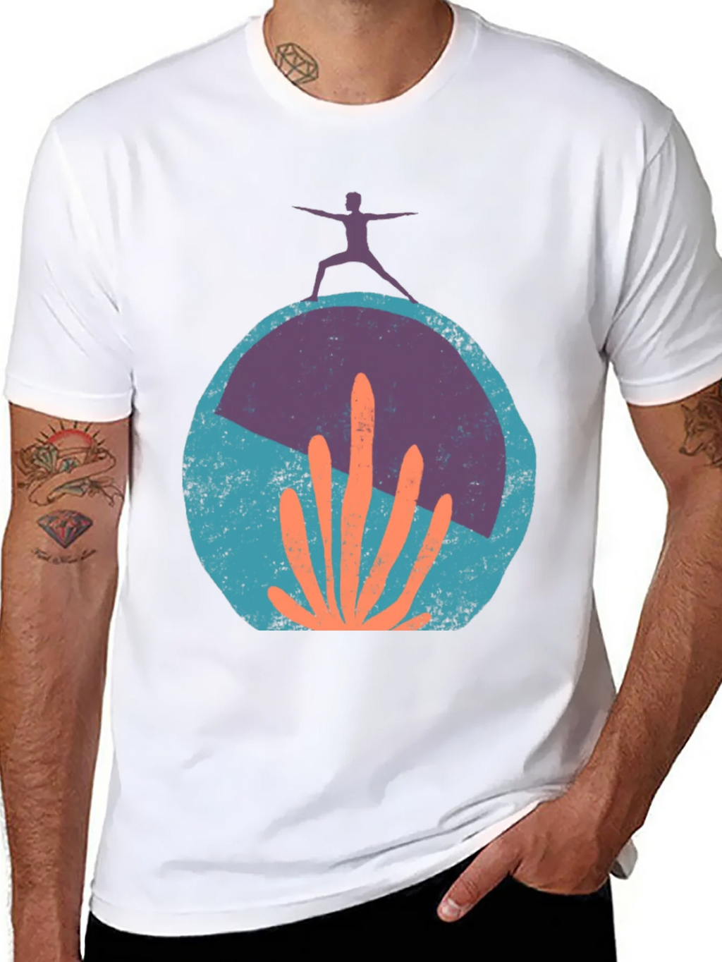Yoga Cactus Graphic Tee - Black Cotton Blend product image 7