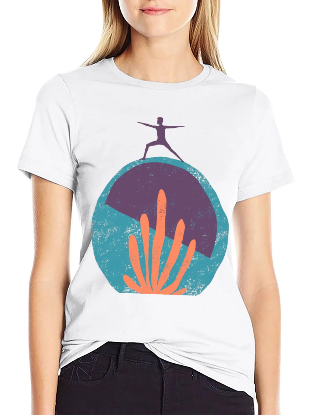 Yoga Cactus Graphic Tee - Black Cotton Blend product image 8