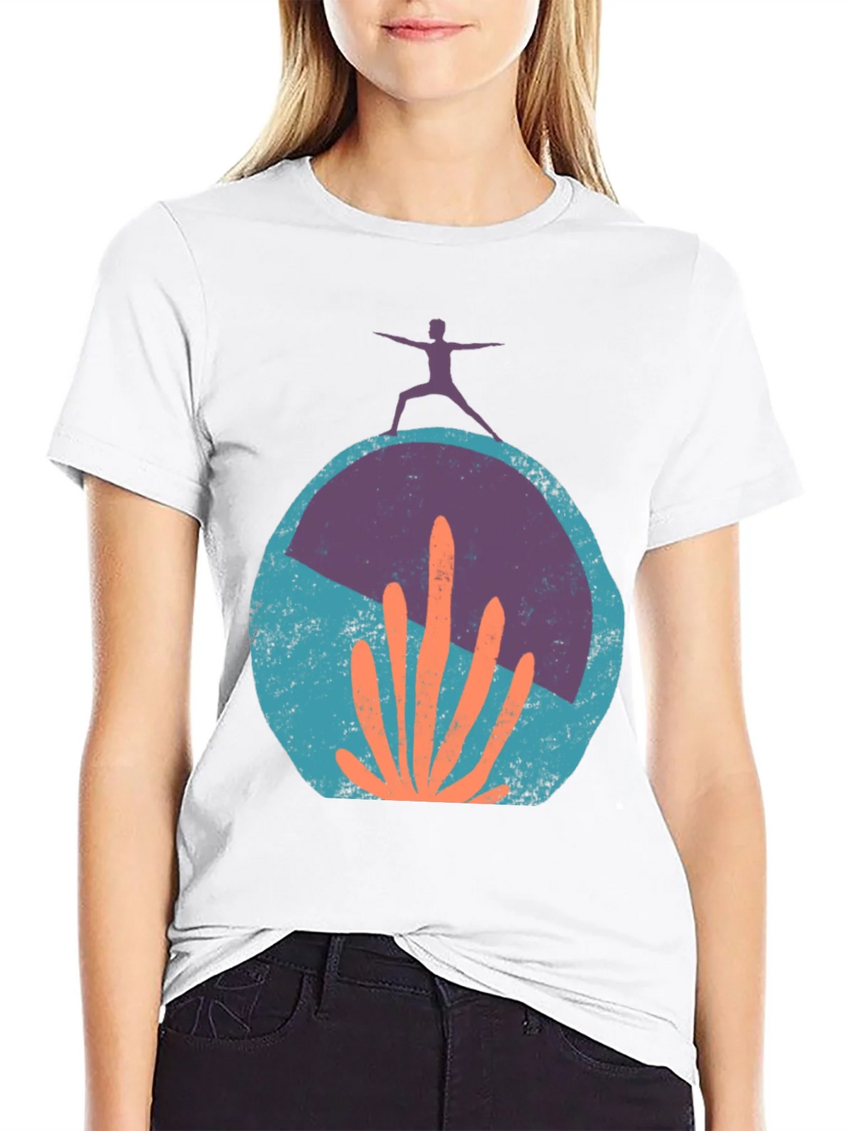 Yoga Cactus Graphic Tee - Black Cotton Blend product image 8