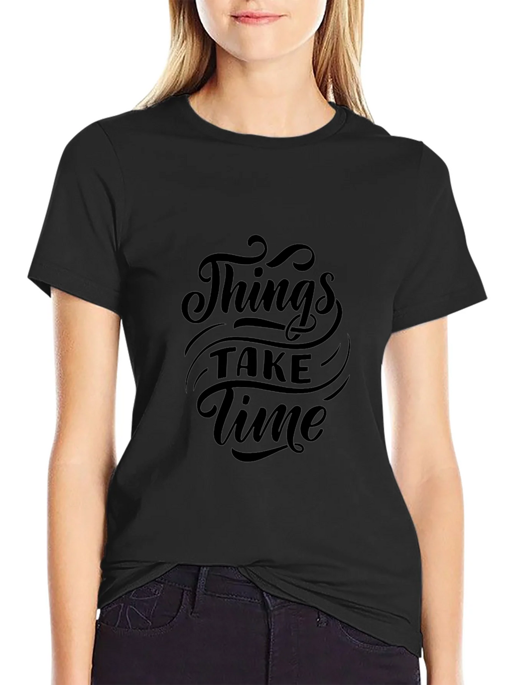 Things Take Time Black Graphic Tee product image 2