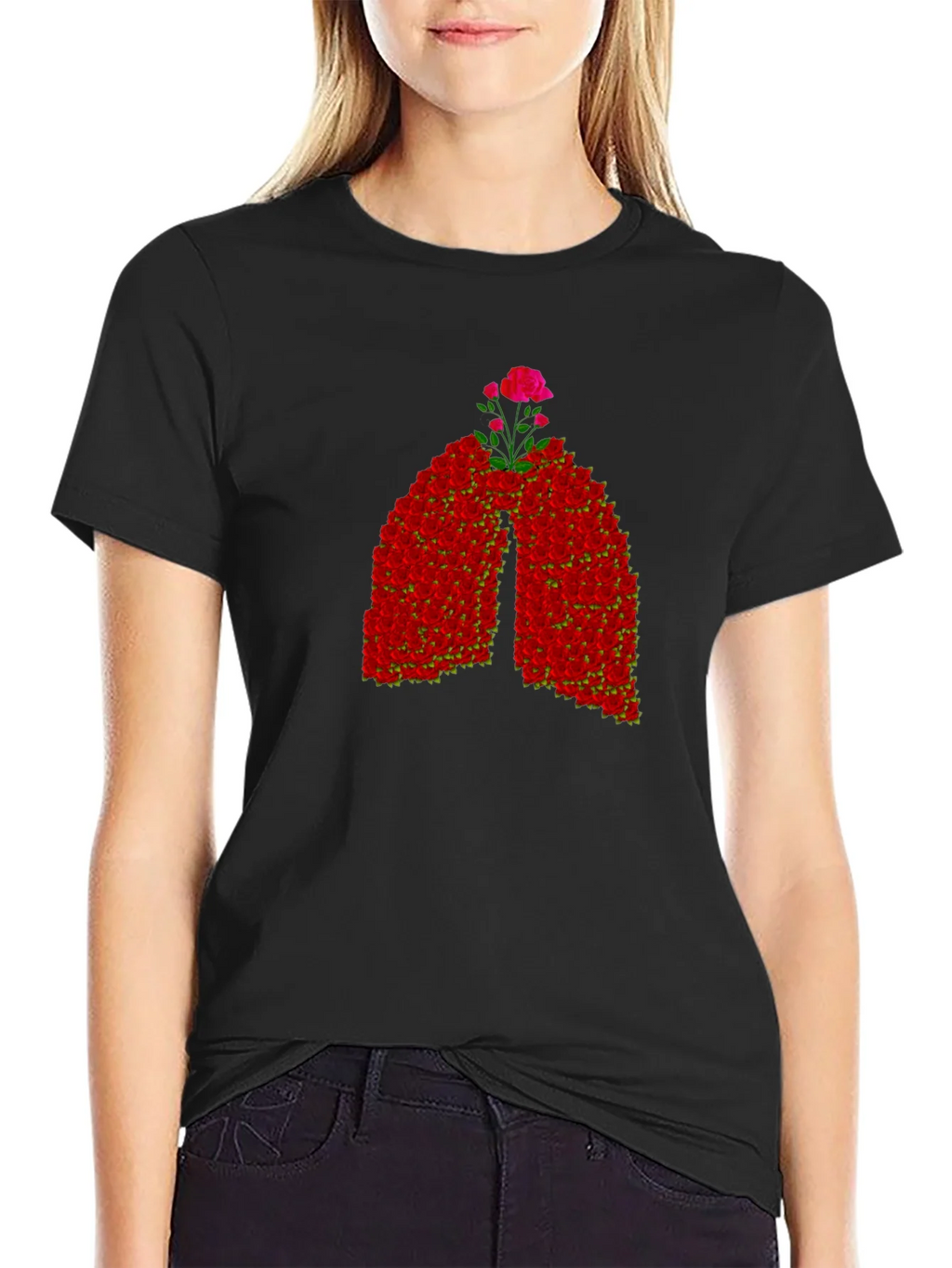 Floral Lungs Graphic Tee - Black product image 1