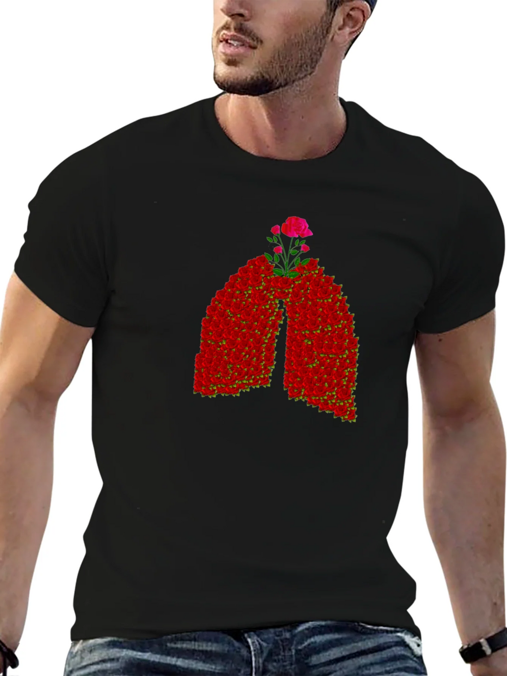 Floral Lungs Graphic Tee - Black product image 5