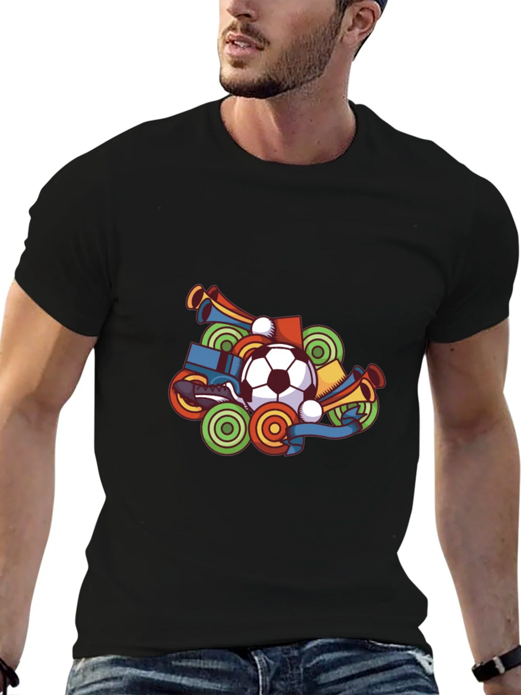 Soccer Fan T-Shirt - Black Graphic Tee product image 4