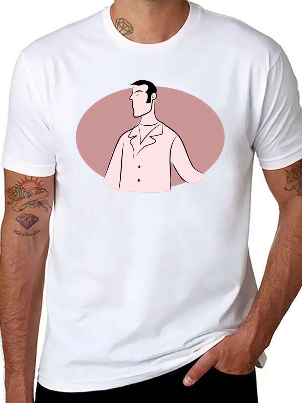 Retro Man Graphic Tee - Black Cotton Blend T-Shirt product image 5
