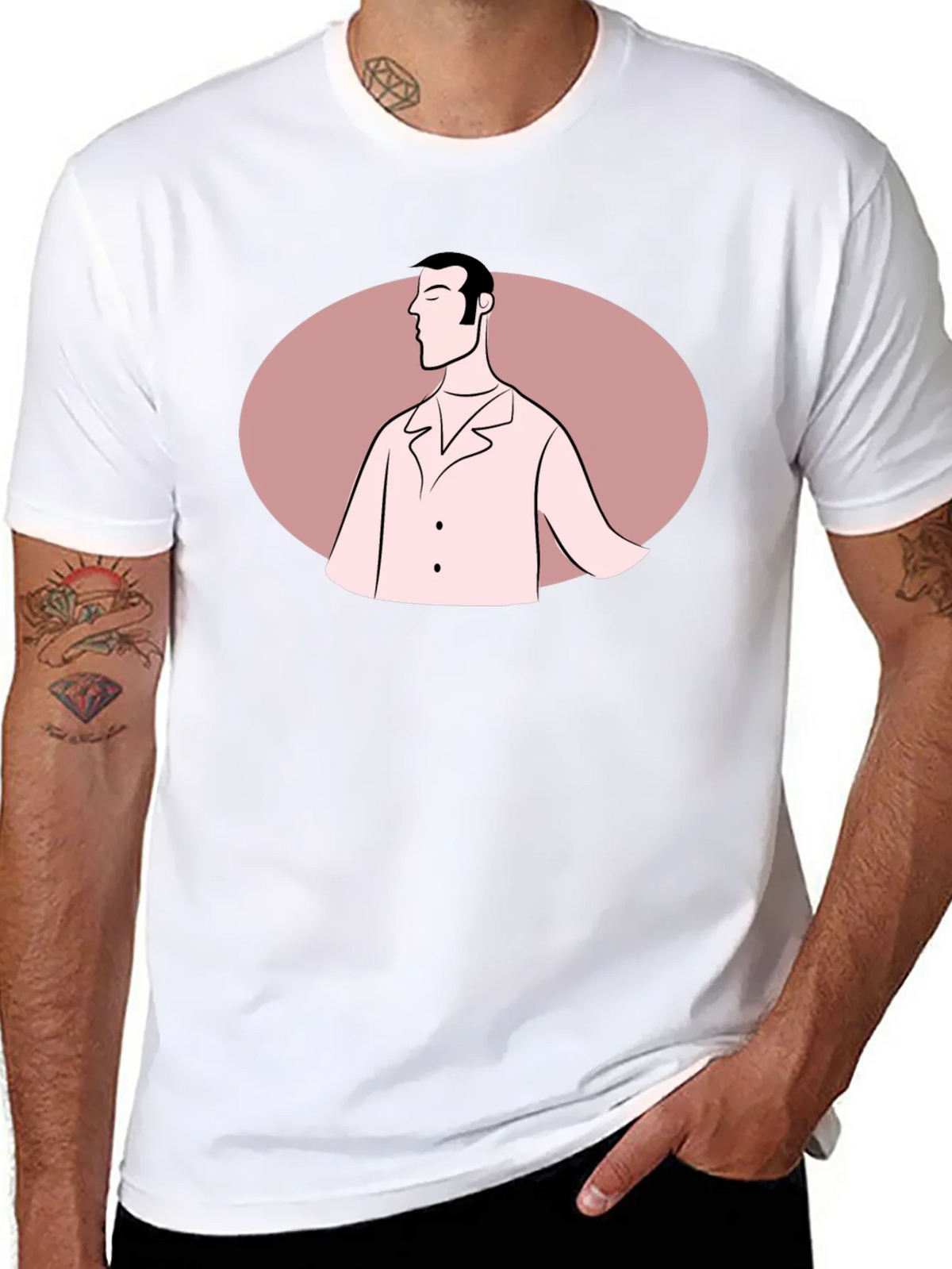 Retro Man Graphic Tee - Black Cotton Blend T-Shirt product image 5