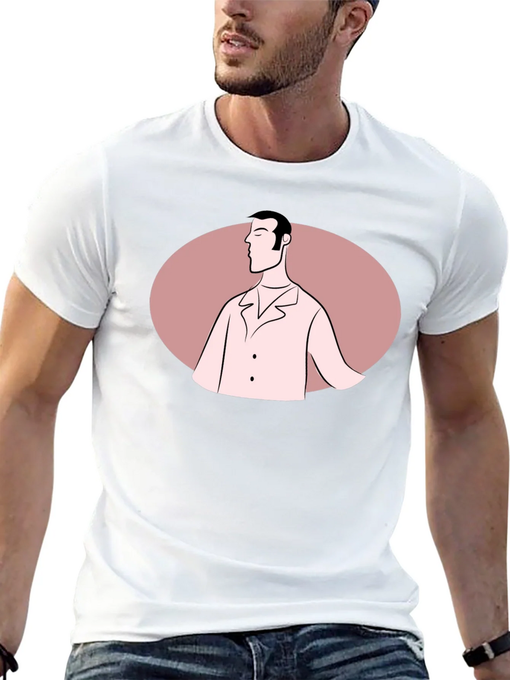Retro Man Graphic Tee - Black Cotton Blend T-Shirt product image 10