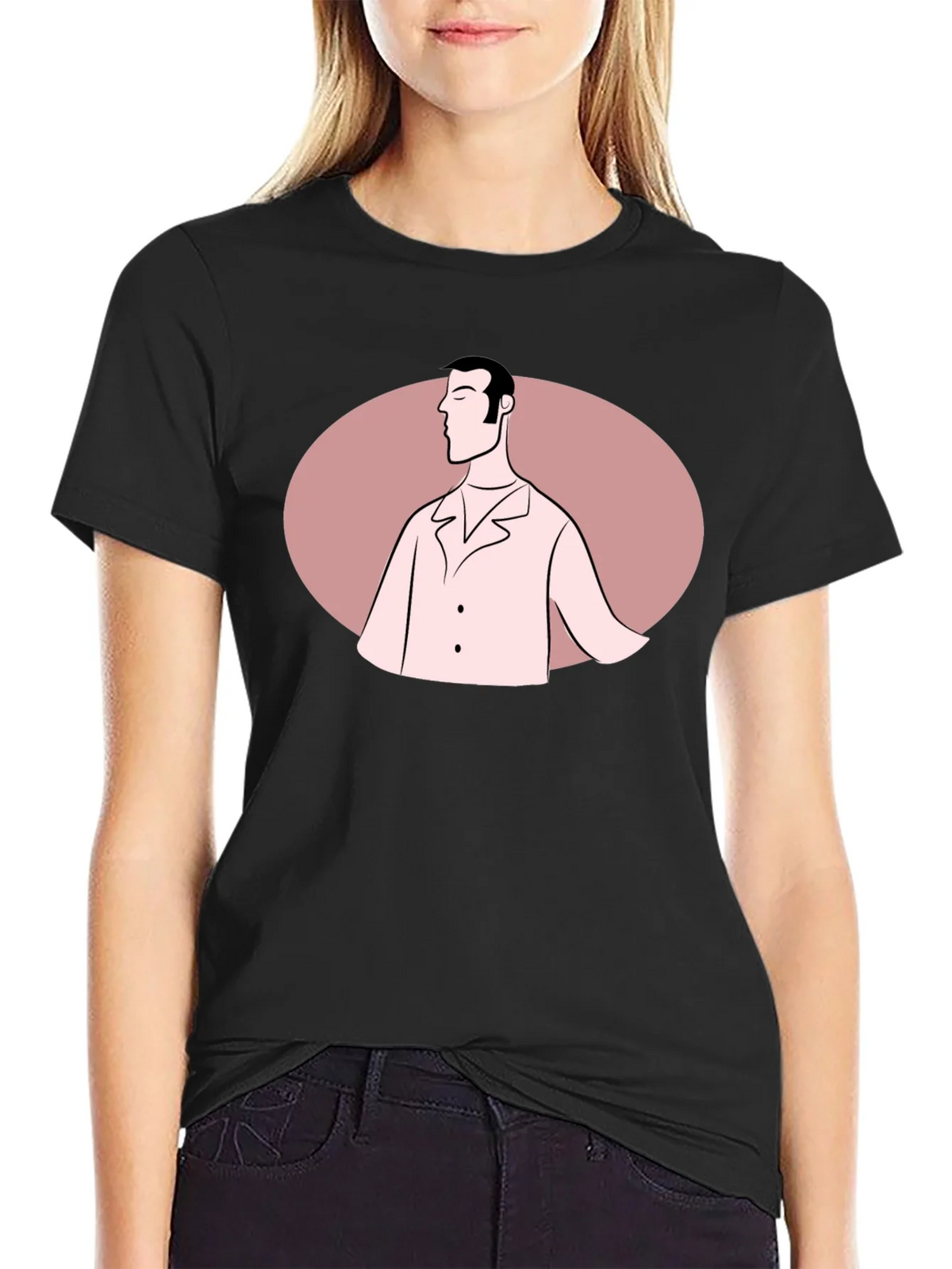 Retro Man Graphic Tee - Black Cotton Blend T-Shirt product image 1