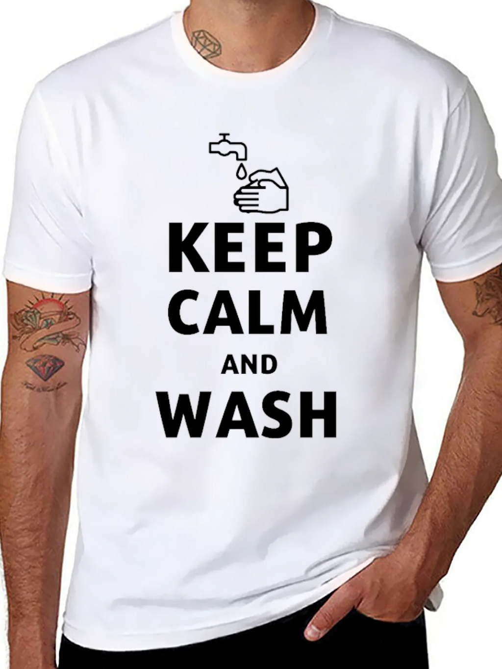 Keep Calm & Wash Black Cotton Tee product image 5