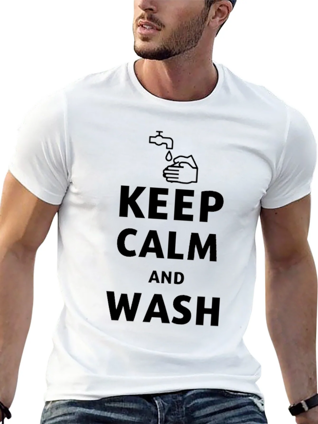 Keep Calm & Wash Black Cotton Tee product image 10