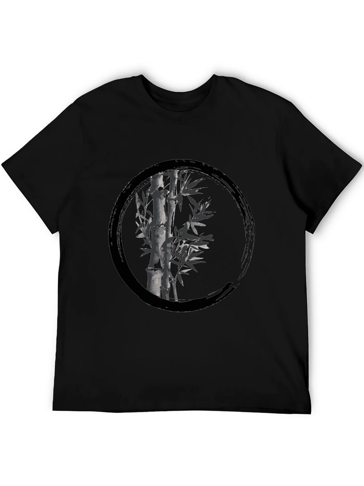 Zen Bamboo Circle Black T-Shirt product image 5