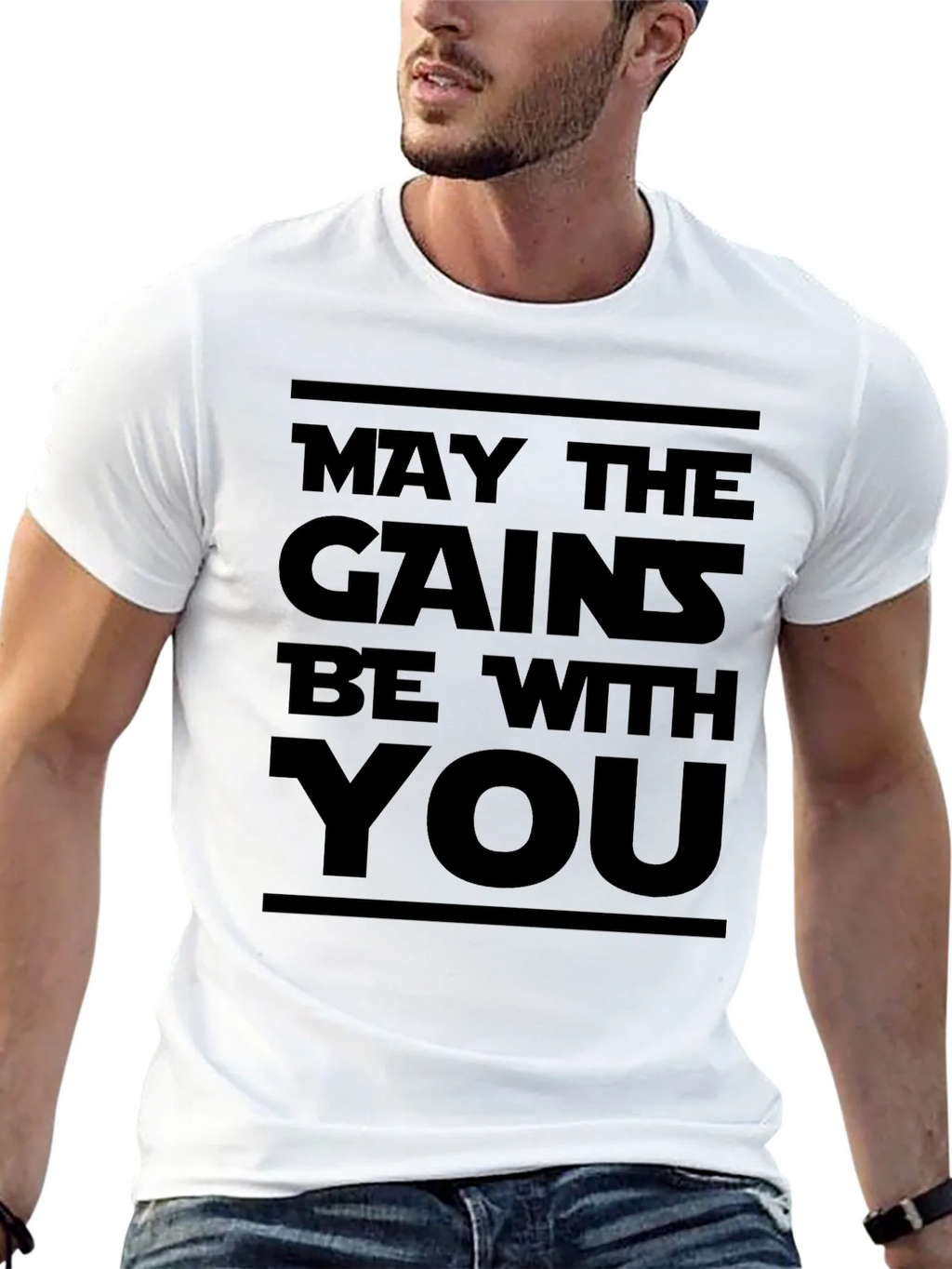 May the Gains Be With You - Black Graphic Tee product image 12