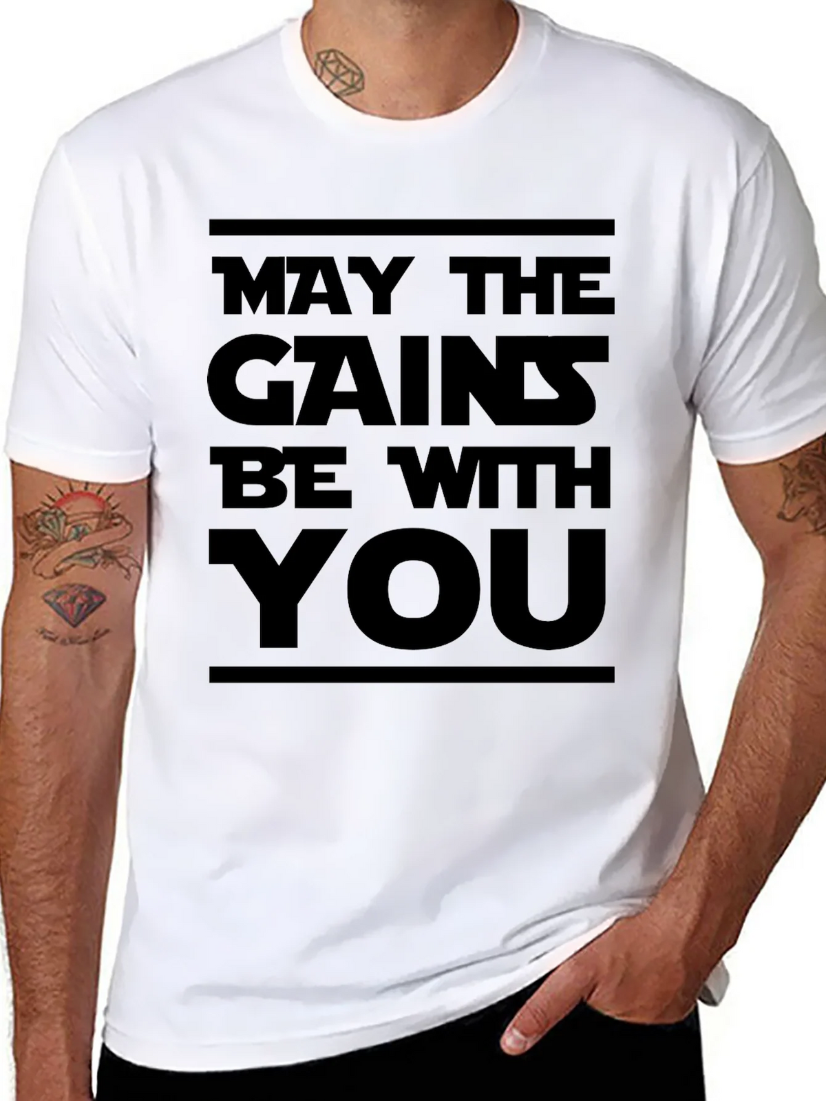 May the Gains Be With You - Black Graphic Tee product image 7