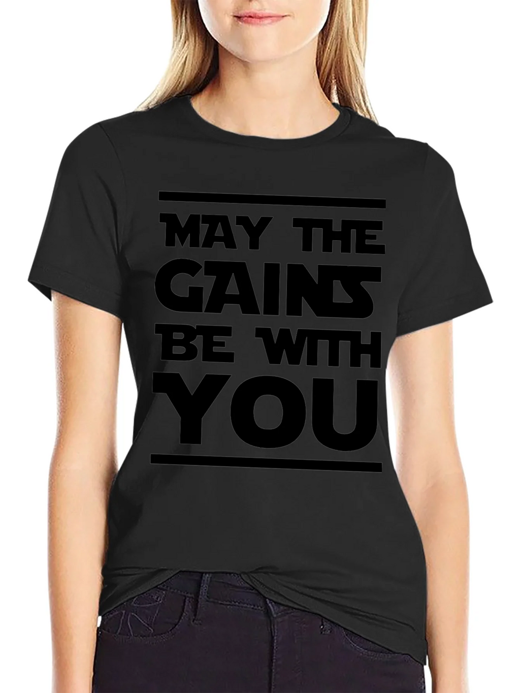May the Gains Be With You - Black Graphic Tee product image 2