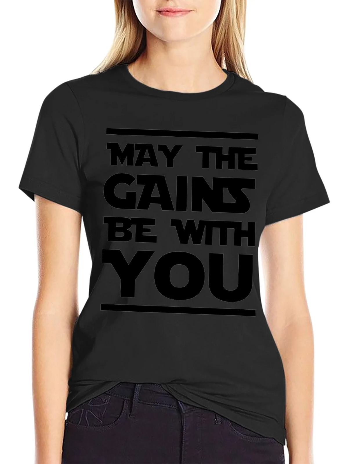 May the Gains Be With You - Black Graphic Tee product image 2