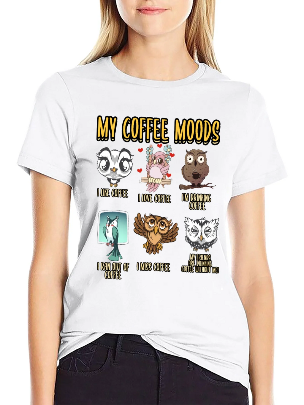 Coffee Moods Owl T-Shirt - Funny Lover Tee product image 3