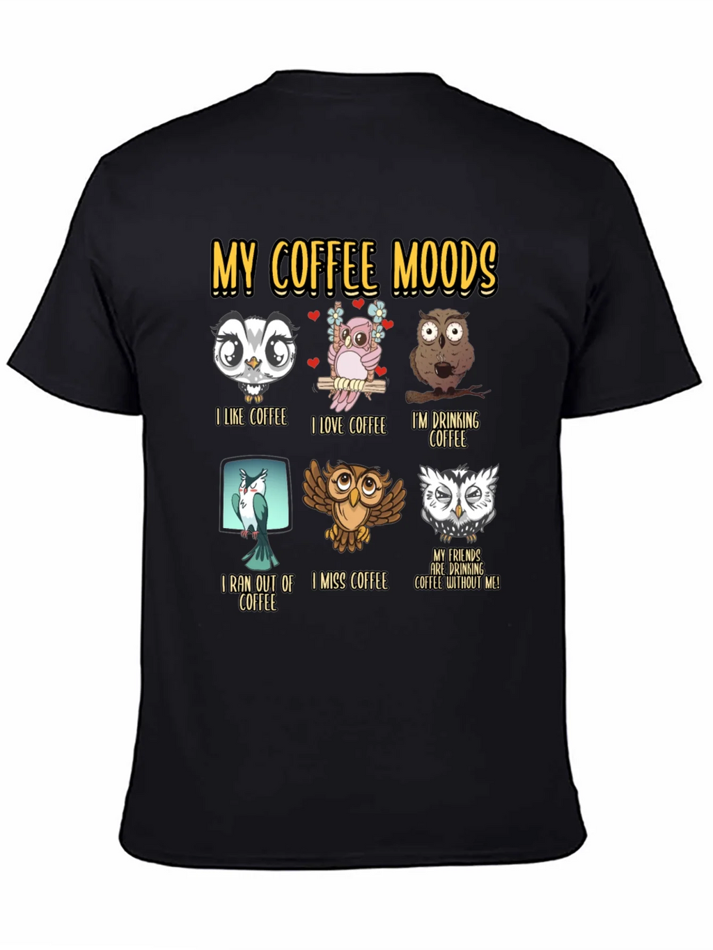 Coffee Moods Owl T-Shirt - Funny Lover Tee product image 1