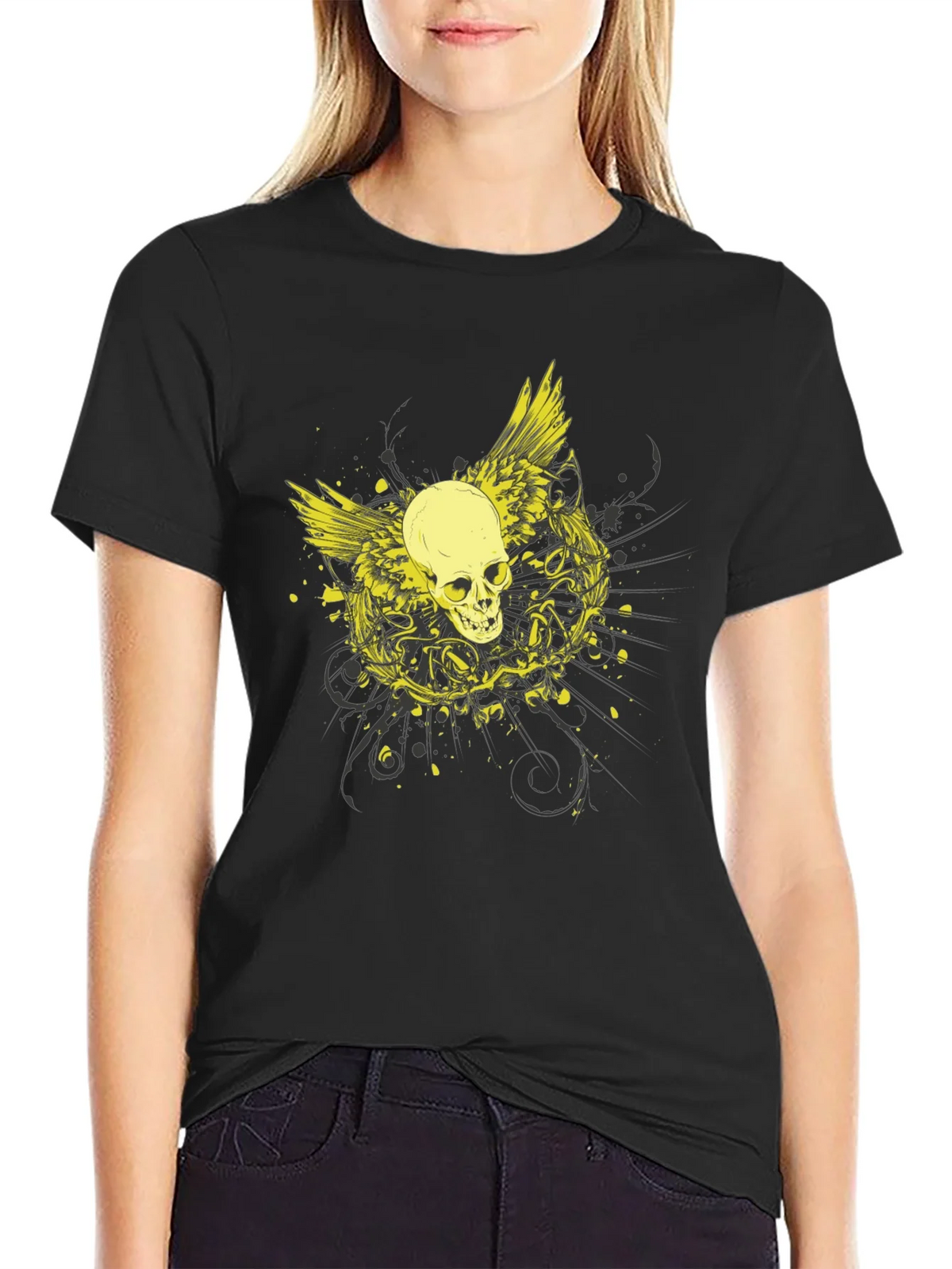 Skull Wings Graphic Black Tee product image 2