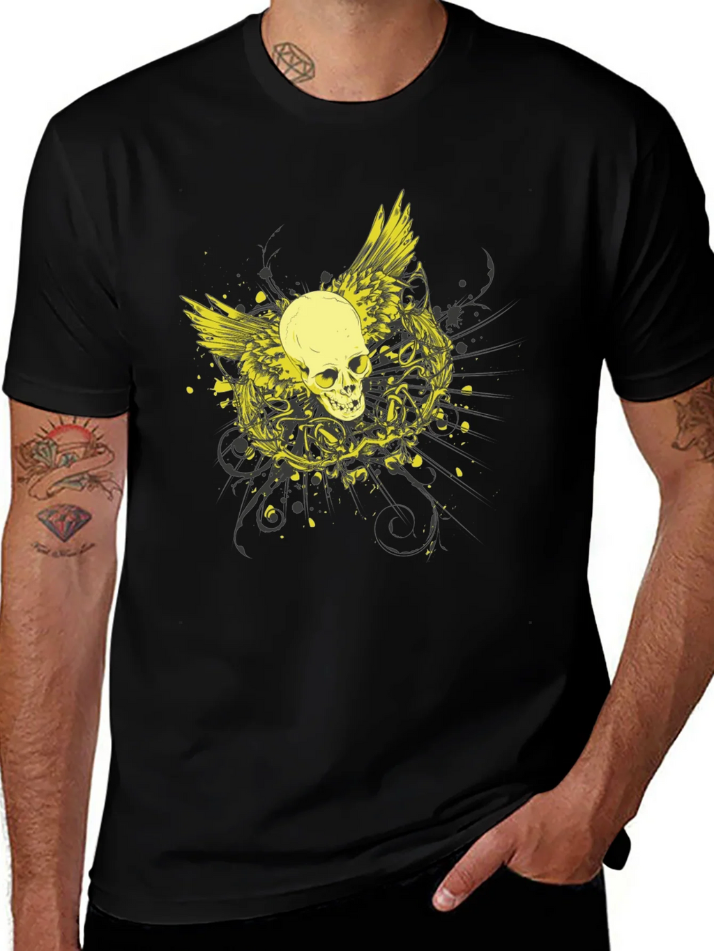 Skull Wings Graphic Black Tee product image 1