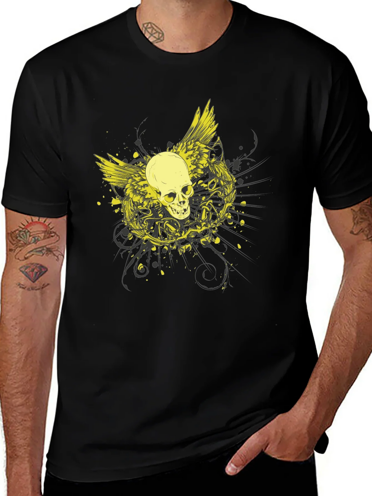 Skull Wings Graphic Black Tee product image 1