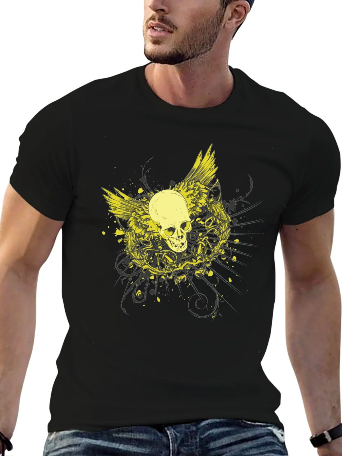 Skull Wings Graphic Black Tee product image 6