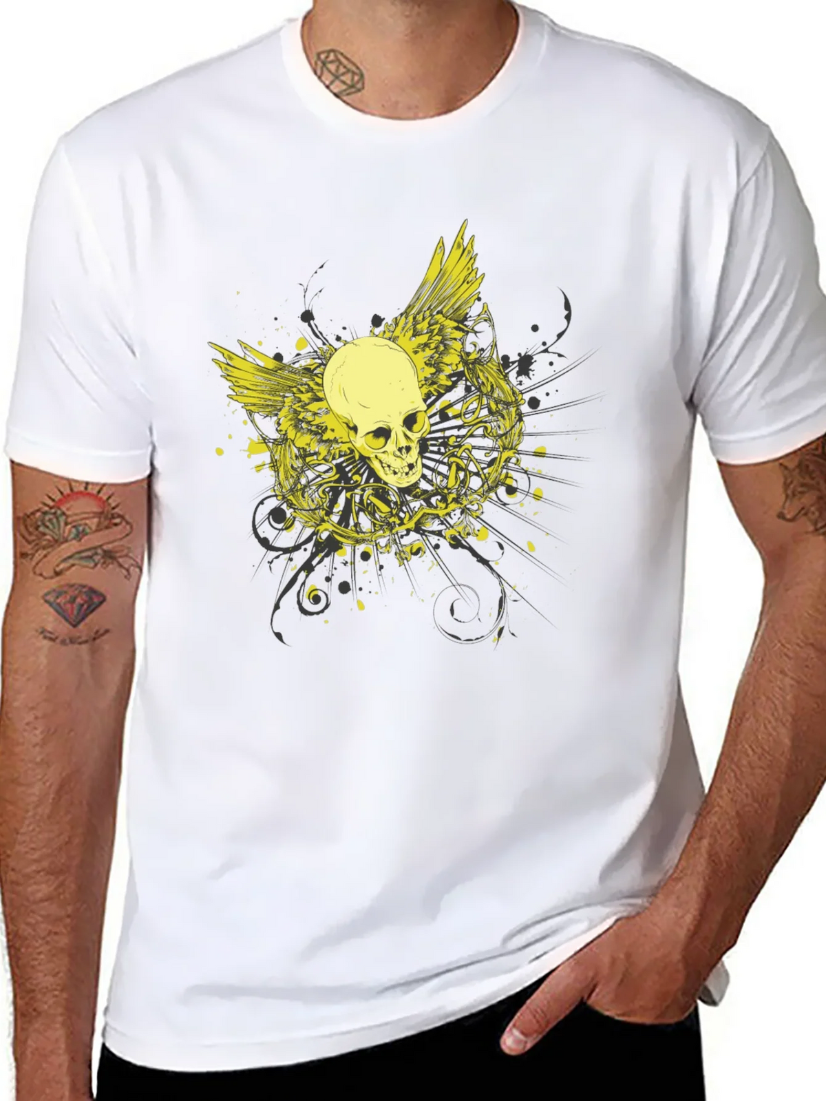Skull Wings Graphic Black Tee product image 7