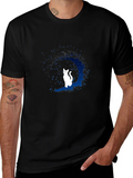 Moon Cat Graphic Tee - Black Cotton Blend product image 1